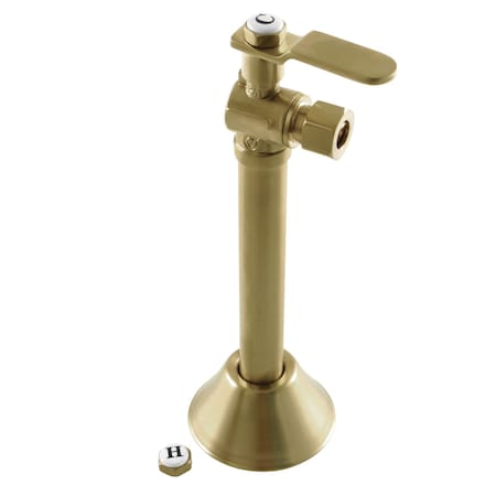 Kingston Brass CA8320BB 1/2" Sweat x 3/8" O.D. Comp Angle Stop Valve with 5" Extension, Brushed Brass CA8320BB